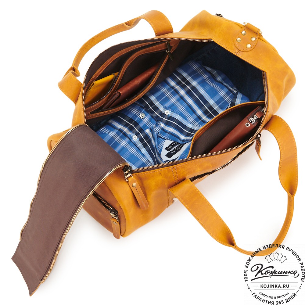 Кожаная сумка "Тайлер" (песочный крейзи)